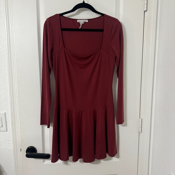 Reformation Coen Jersey Knit Long Sleeve Square Neck Mini Dress Small - Picture 4 of 9